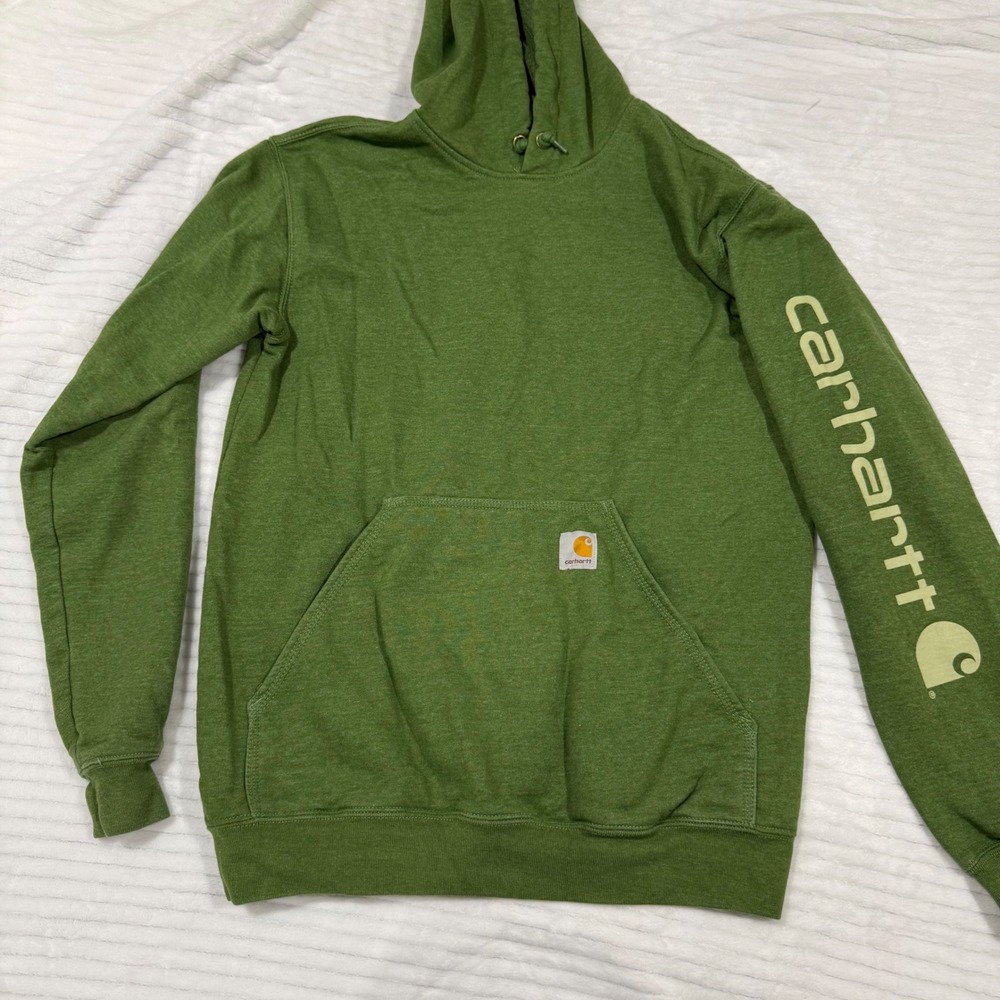 Carhartt Loose Fit Green Graphic Sleeve Hoodie Sweatshirt TS0288-M Small